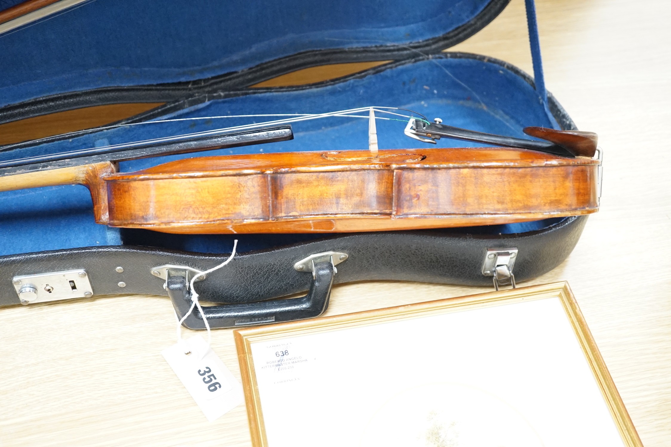 A Stentor violin, cased, 59cms long